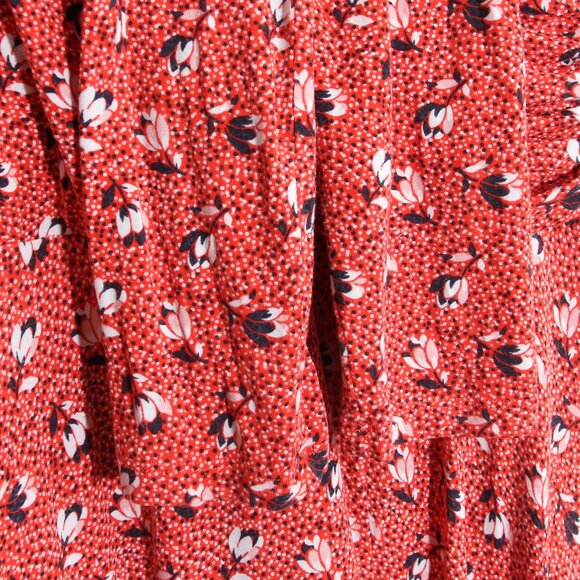 Boden Georgia Floral Midi Dress Jersey Faux Wrap Ruched Red Surplice V-Neck 8L - Picture 6 of 15